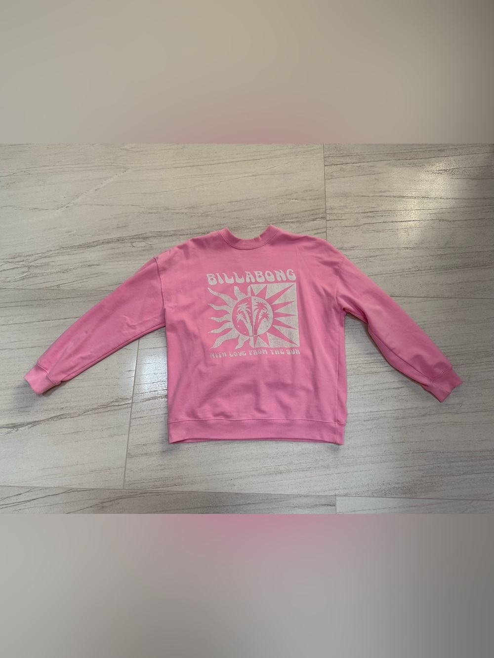 Billabong Pink Graphic Crewneck Sweatshirt with Sun & Palms - Picture 2 of 4